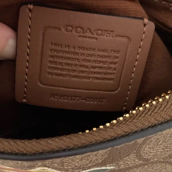 $328 Coach Jes Baguette Signature Canvas Radial Rainbow Leather Crossbody C6817 - Picture 15 of 16